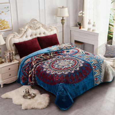 JML Fleece Blanket King Size, Heavy Korean Mink Blanket 85 X 95 Inches- 9 Lbs, Single Ply, Soft and Warm, Thick Raschel Printed Mink Blanket for Autumn,Winter,Bed,Home,Gifts,Blue