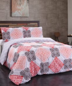 JML Duvet Cover, 3 Piece Duvet Cover Set, Soft Breathable Brushed Microfiber, rose red