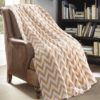 JML Flannel Blanket Sofa Couch Throw Blanket Super Soft,Pet,Travel,Home,Bed,Chair Decor- Chevron Orange