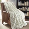 JML Flannel Blanket Sofa Couch Throw Blanket Super Soft,Pet,Travel,Home,Bed,Chair Decor- Chevron Green