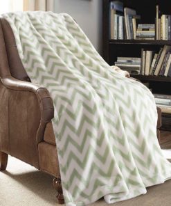 JML Flannel Blanket Sofa Couch Throw Blanket Super Soft,Pet,Travel,Home,Bed,Chair Decor- Chevron Green