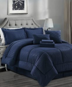 JML Comforter Set, 10 Piece Microfiber Bedding Comforter Sets with Shams, Navy