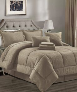 JML Comforter Set, 10 Piece Microfiber Bedding Comforter Sets with Shams, Taupe