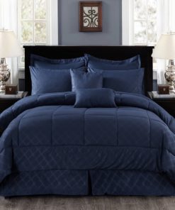 JML Comforter Set, 10 Piece Microfiber Bedding Comforter Sets with Shams, Navy