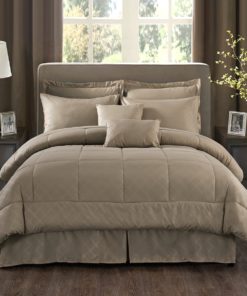 JML Comforter Set, 10 Piece Microfiber Bedding Comforter Sets with Shams, Taupe