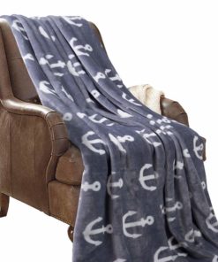 JML Flannel Blanket Sofa Couch Throw Blanket Super Soft,Pet,Travel,Home,Bed,Chair Decor- Grey Anchor