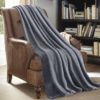 JML Throw Blankets for Couch, Fleece Throw Blanket 2 Pack,Super Soft,Pet,Travel,Home,Bed,Chair Decor- Grey, Purple