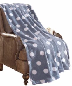 JML Flannel Blanket Sofa Couch Throw Blanket Super Soft,Pet,Travel,Home,Bed,Chair Decor- Polka Dots Grey