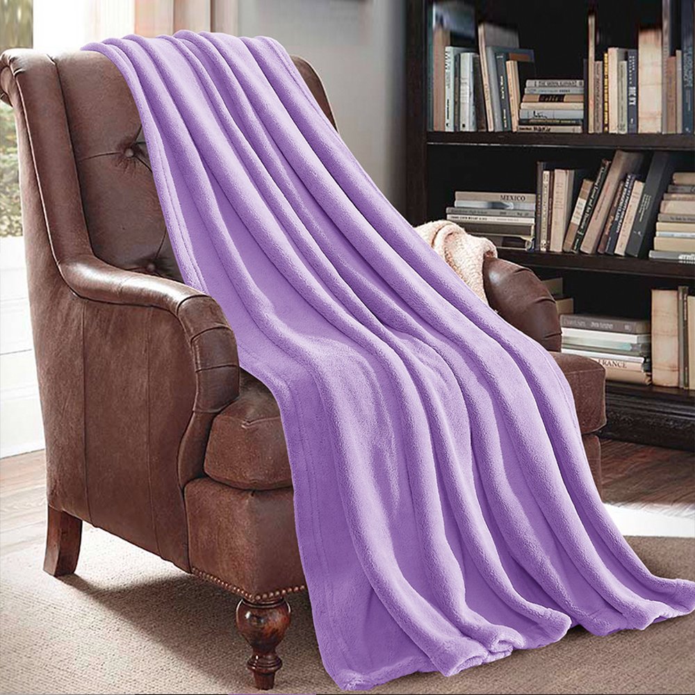 JML Flannel Blanket Sofa Couch Throw Blanket Super Soft,Pet,Travel,Home,Bed,Chair Decor- Violet