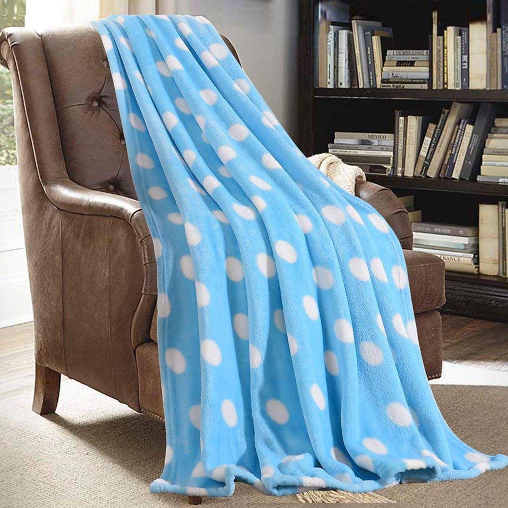 JML Throw Blankets for Couch, Fleece Throw Blanket 2 Pack,Super Soft,Pet,Travel,Home,Bed,Chair Decor- Polka Dot