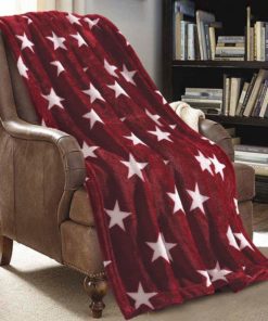 JML Flannel Blanket Sofa Couch Throw Blanket Super Soft,Pet,Travel,Home,Bed,Chair Decor- Star Red