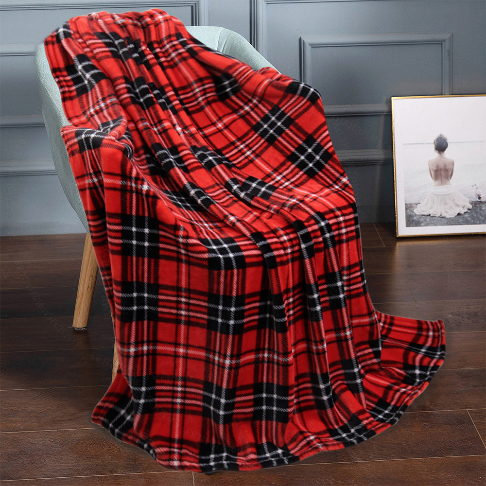 JML Flannel Blanket Sofa Couch Throw Blanket Super Soft,Pet,Travel,Home,Bed,Chair Decor- Red Plaid