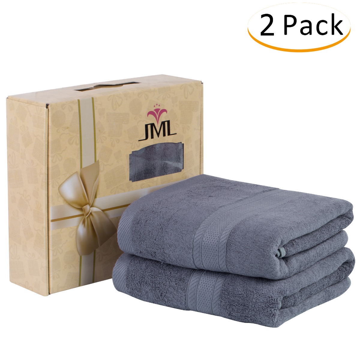 Jml Bamboo Bath Towels 2 Piece Luxury Bath Towel Set for Bathroom(27x55)  Hypoallergenic, Soft and Absorbent, Odor Resistant, Skin Friendly(White)