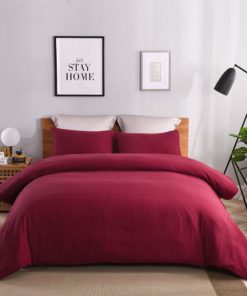 JML Duvet Cover, 3 Pieces Reversible Duvet Cover Set with Zipper Closure, Burgundy